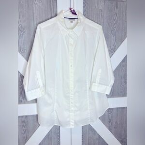 050. Avenue Off-White Button Down Shirt 3/4 Sleeves 14/16 (1X)